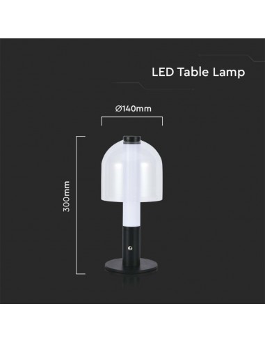 7988-Lampada LED da Tavolo  Colore Nero e Bianco Trasparente Ricaricabile con USB C Touch Dimmerabile in-3