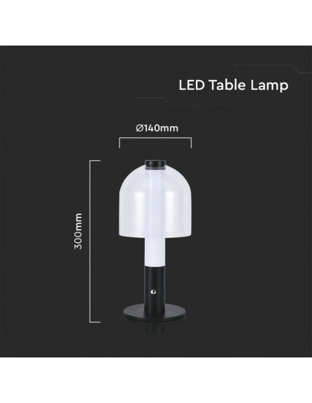 7988-Lampada LED da Tavolo  Colore Nero e Bianco Trasparente Ricaricabile con USB C Touch Dimmerabile in-3