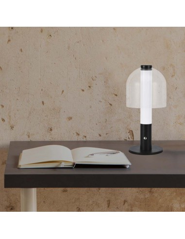 7988-Lampada LED da Tavolo  Colore Nero e Bianco Trasparente Ricaricabile con USB C Touch Dimmerabile in-4