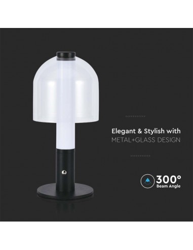 7988-Lampada LED da Tavolo  Colore Nero e Bianco Trasparente Ricaricabile con USB C Touch Dimmerabile in-6