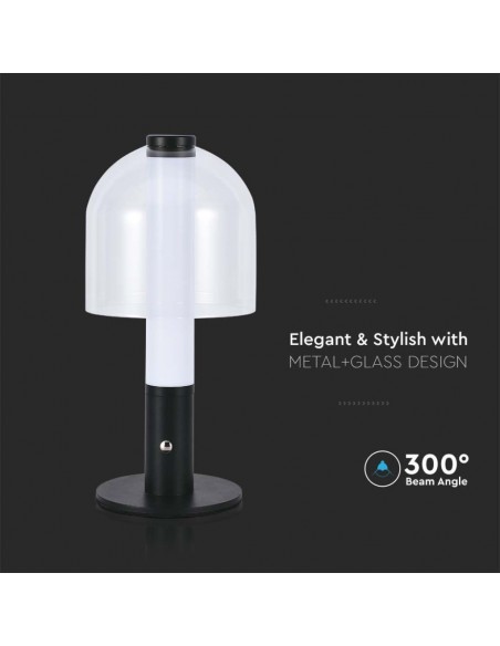 7988-Lampada LED da Tavolo  Colore Nero e Bianco Trasparente Ricaricabile con USB C Touch Dimmerabile in-6