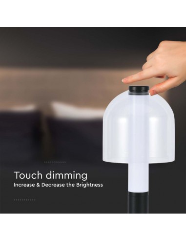 7988-Lampada LED da Tavolo  Colore Nero e Bianco Trasparente Ricaricabile con USB C Touch Dimmerabile in-7