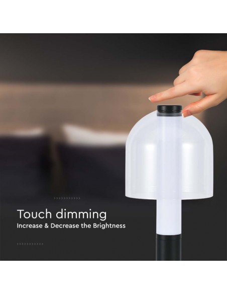 7988-Lampada LED da Tavolo  Colore Nero e Bianco Trasparente Ricaricabile con USB C Touch Dimmerabile in-7