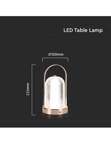 7989-Lampada LED da Tavolo  x Colore Oro francese Ricaricabile con USB C Touch Dimmerabile in-3