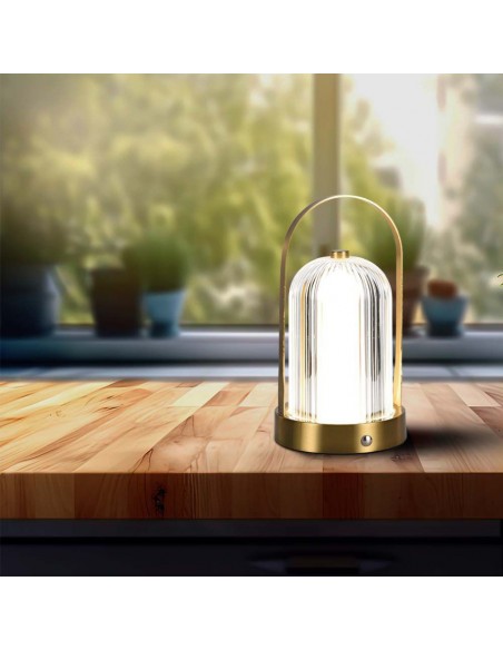 7989-Lampada LED da Tavolo  x Colore Oro francese Ricaricabile con USB C Touch Dimmerabile in-4