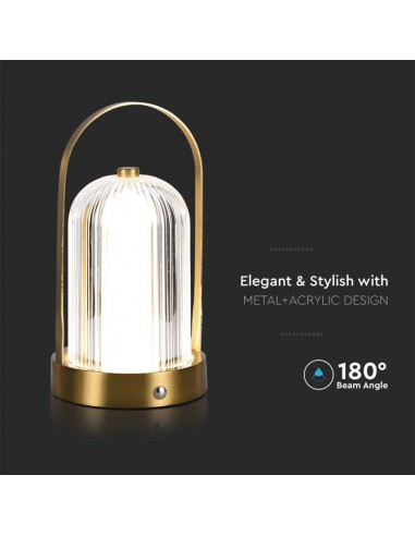 7989-Lampada LED da Tavolo  x Colore Oro francese Ricaricabile con USB C Touch Dimmerabile in-6