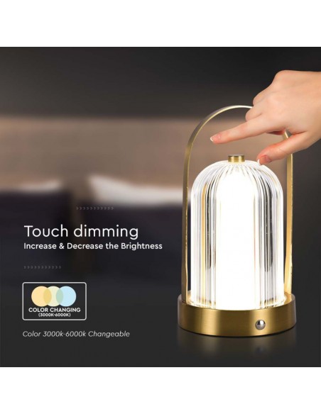 7989-Lampada LED da Tavolo  x Colore Oro francese Ricaricabile con USB C Touch Dimmerabile in-7
