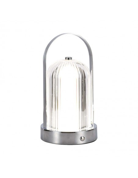 7990-Lampada LED da Tavolo  x Colore Cromo Ricaricabile con USB C Touch Dimmerabile in-1