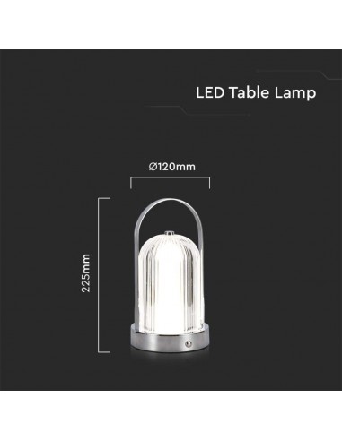 7990-Lampada LED da Tavolo  x Colore Cromo Ricaricabile con USB C Touch Dimmerabile in-3