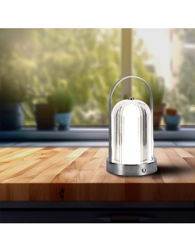 7990-Lampada LED da Tavolo  x Colore Cromo Ricaricabile con USB C Touch Dimmerabile in-4