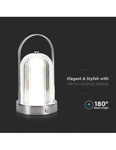 7990-Lampada LED da Tavolo  x Colore Cromo Ricaricabile con USB C Touch Dimmerabile in-6