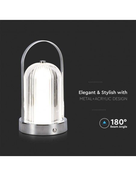 7990-Lampada LED da Tavolo  x Colore Cromo Ricaricabile con USB C Touch Dimmerabile in-6