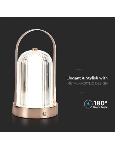 7991-Lampada LED da Tavolo  x Colore Bronzo antico Ricaricabile con USB C Touch Dimmerabile in-6