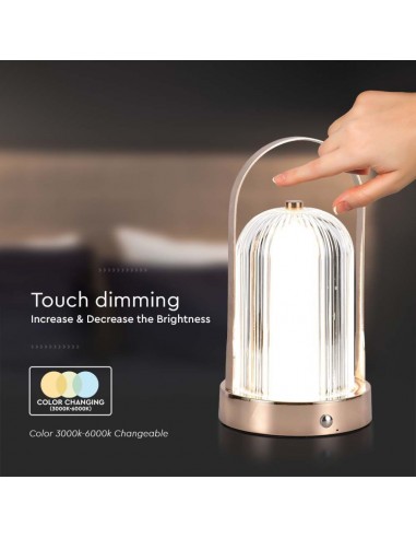 7991-Lampada LED da Tavolo  x Colore Bronzo antico Ricaricabile con USB C Touch Dimmerabile in-7