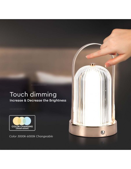7991-Lampada LED da Tavolo  x Colore Bronzo antico Ricaricabile con USB C Touch Dimmerabile in-7
