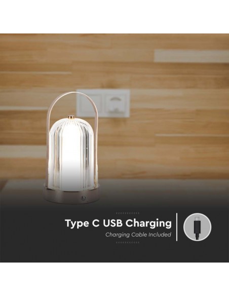 Lampada LED da Tavolo 1W 120*190 Bronzo antico Ricaricabile con USB C Touch Dimmerabile 3in1