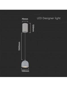 7992-Lampadario LED a Sospensione  a Forma di Coppa in Metallo Øxcm  Colore Grigio Chiaro-1 2