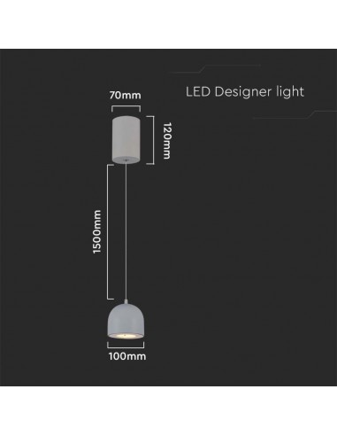 7992-Lampadario LED a Sospensione  a Forma di Coppa in Metallo Øxcm  Colore Grigio Chiaro-2