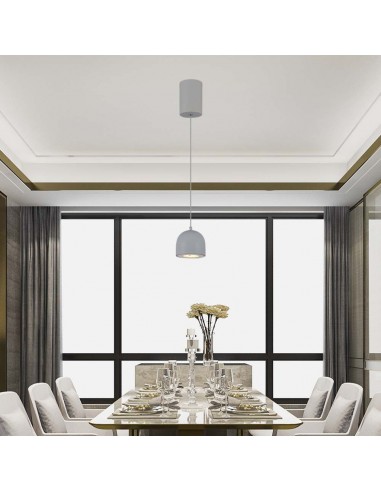 7992-Lampadario LED a Sospensione  a Forma di Coppa in Metallo Øxcm  Colore Grigio Chiaro-3