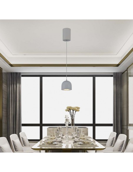 7992-Lampadario LED a Sospensione  a Forma di Coppa in Metallo Øxcm  Colore Grigio Chiaro-3