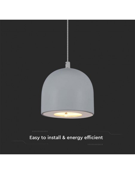 7992-Lampadario LED a Sospensione  a Forma di Coppa in Metallo Øxcm  Colore Grigio Chiaro-6