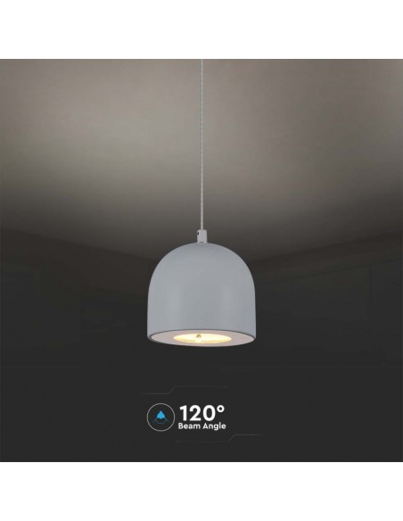 Lampadario LED a Sospensione 8.5W a Forma di Coppa in Metallo Ø10*162cm 3000K Grigio Chiaro