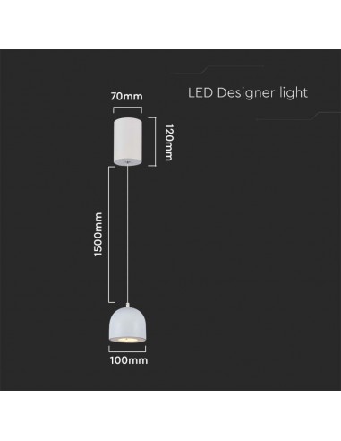 7993-Lampadario LED a Sospensione  a Forma di Coppa in Metallo Øxcm  Colore Bianco-2