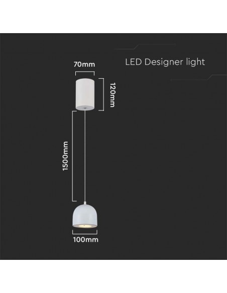 7993-Lampadario LED a Sospensione  a Forma di Coppa in Metallo Øxcm  Colore Bianco-2
