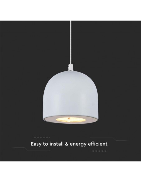 7993-Lampadario LED a Sospensione  a Forma di Coppa in Metallo Øxcm  Colore Bianco-6