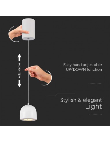 7995-Lampadario LED a Sospensione  a Forma di Coppa in Metallo Øxcm Regolabile  Touch On/Off Colore Grigio Chiaro-6