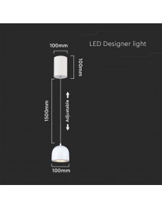 7996-Lampadario LED a Sospensione  a Forma di Coppa in Metallo Øxcm Regolabile  Touch On/Off Colore Bianco-1 2