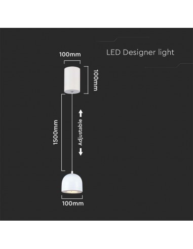 7996-Lampadario LED a Sospensione  a Forma di Coppa in Metallo Øxcm Regolabile  Touch On/Off Colore Bianco-2