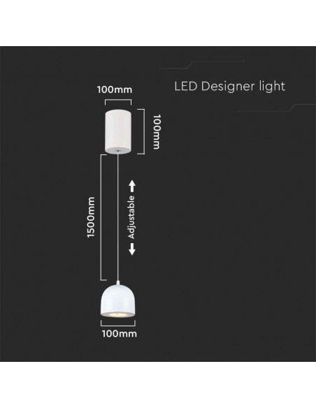 7996-Lampadario LED a Sospensione  a Forma di Coppa in Metallo Øxcm Regolabile  Touch On/Off Colore Bianco-2