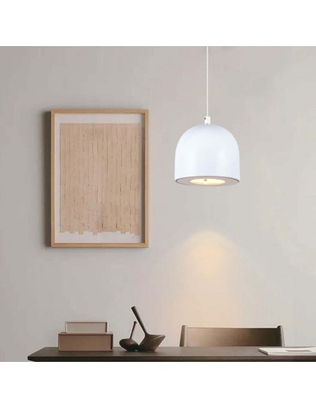 7996-Lampadario LED a Sospensione  a Forma di Coppa in Metallo Øxcm Regolabile  Touch On/Off Colore Bianco-4