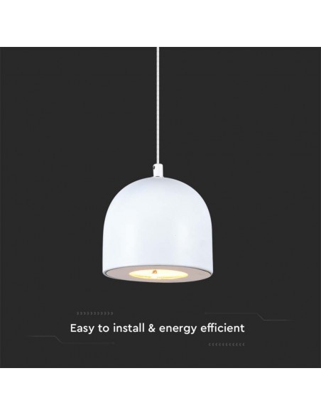 7996-Lampadario LED a Sospensione  a Forma di Coppa in Metallo Øxcm Regolabile  Touch On/Off Colore Bianco-6