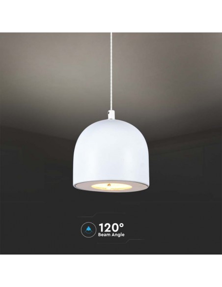Lampadario LED a Sospensione 8.5W a Forma di Coppa in Metallo Ø10*160cm Regolabile 3000K Touch On/Off Bianco