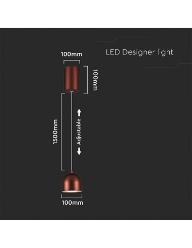 7997-Lampadario LED a Sospensione  a Forma di Coppa in Metallo Øxcm Regolabile  Touch On/Off Colore Rame-2