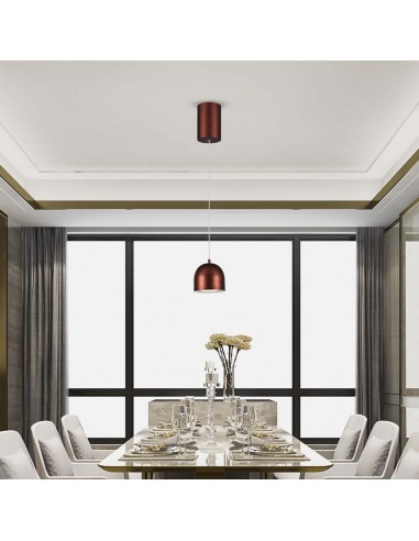 7997-Lampadario LED a Sospensione  a Forma di Coppa in Metallo Øxcm Regolabile  Touch On/Off Colore Rame-3