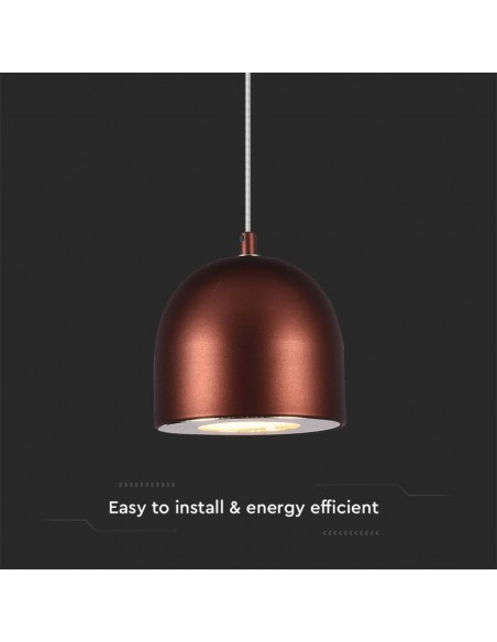 7997-Lampadario LED a Sospensione  a Forma di Coppa in Metallo Øxcm Regolabile  Touch On/Off Colore Rame-5