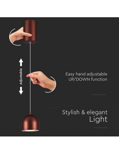 7997-Lampadario LED a Sospensione  a Forma di Coppa in Metallo Øxcm Regolabile  Touch On/Off Colore Rame-6