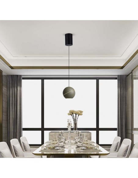 8000-Lampadario LED a Sospensione  a Forma di Coppa in Metallo Øxcm  Colore Champagne-3