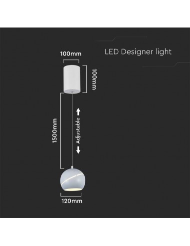 8002-Lampadario LED a Sospensione  a Forma di Campana in Metallo Colore Bianco Øxcm Regolabile Touch On/Off -2