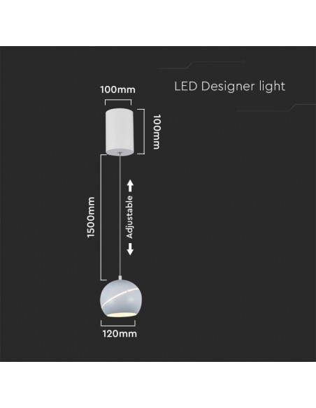 8002-Lampadario LED a Sospensione  a Forma di Campana in Metallo Colore Bianco Øxcm Regolabile Touch On/Off -2