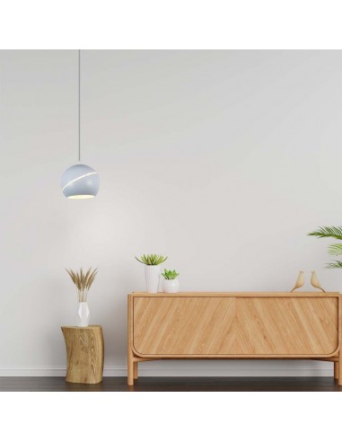 8002-Lampadario LED a Sospensione  a Forma di Campana in Metallo Colore Bianco Øxcm Regolabile Touch On/Off -3