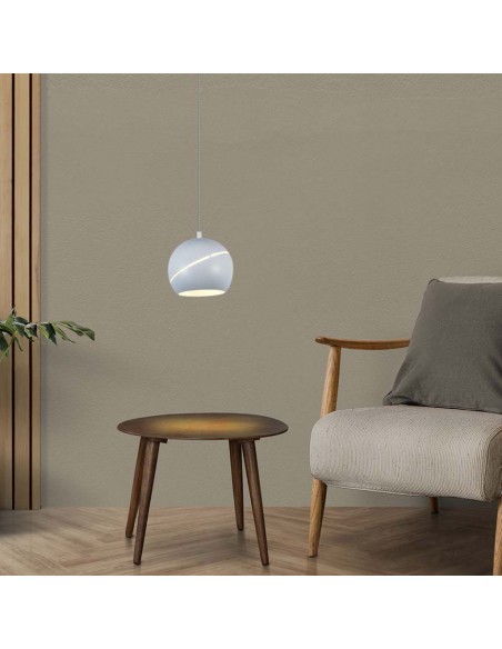 8002-Lampadario LED a Sospensione  a Forma di Campana in Metallo Colore Bianco Øxcm Regolabile Touch On/Off -4