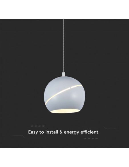 8002-Lampadario LED a Sospensione  a Forma di Campana in Metallo Colore Bianco Øxcm Regolabile Touch On/Off -6