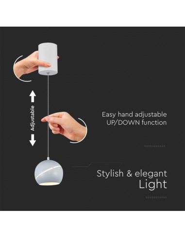 8002-Lampadario LED a Sospensione  a Forma di Campana in Metallo Colore Bianco Øxcm Regolabile Touch On/Off -7