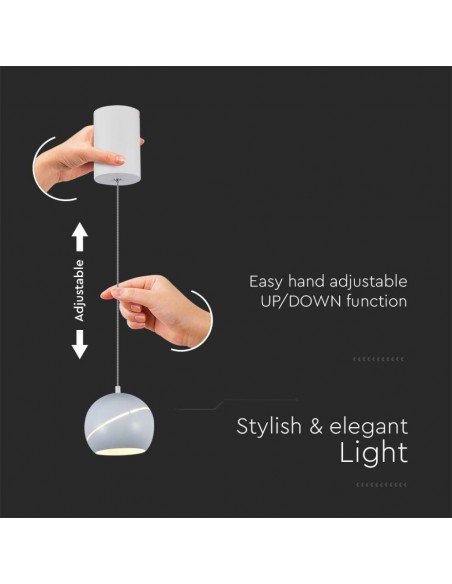 8002-Lampadario LED a Sospensione  a Forma di Campana in Metallo Colore Bianco Øxcm Regolabile Touch On/Off -7