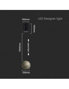 8003-Lampadario LED a Sospensione  a Forma di Campana in Metallo Colore Champagne Oro Øxcm Regolabile Touch On/Off -1 2