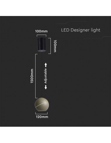 8003-Lampadario LED a Sospensione  a Forma di Campana in Metallo Colore Champagne Oro Øxcm Regolabile Touch On/Off -2
